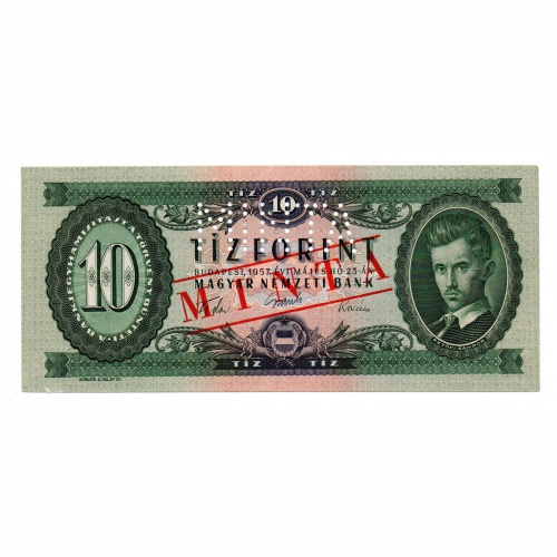 10 Forint Bankjegy 1957 MINTA lyukasztás és bélyegzés A294