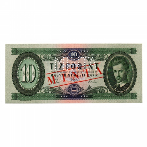 10 Forint Bankjegy 1960 MINTA lyukasztás és bélyegzés A306