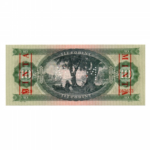 10 Forint Bankjegy 1962 MINTA lyukasztás és bélyegzés A519