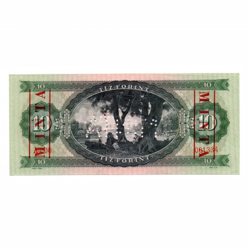 10 Forint Bankjegy 1969 MINTA lyukasztás és bélyegzés A000