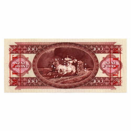 100 Forint Bankjegy 1993 MINTA lyukasztás és bélyegzés B000