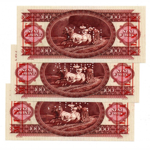 100 Forint Bankjegy 1993 MINTA sorszámkövető 3db