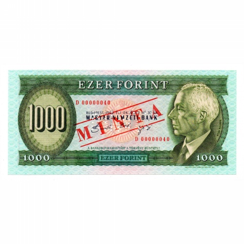 1000 Forint Bankjegy 1992 D sorozat MINTA nagyon alacsony szám