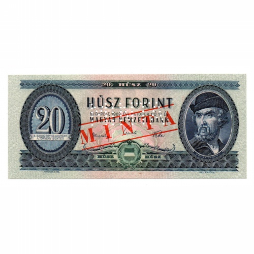 20 Forint Bankjegy 1962 MINTA lyukasztás és bélyegzés C226