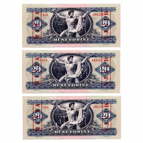20 Forint Bankjegy 1975 MINTA sorszámkövető 3db