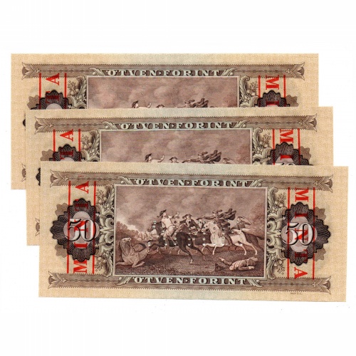 50 Forint Bankjegy 1980 MINTA sorszámkövető 3db