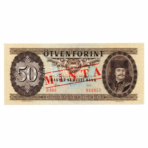 50 Forint Bankjegy 1983 MINTA lyukasztás és bélyegzés D000