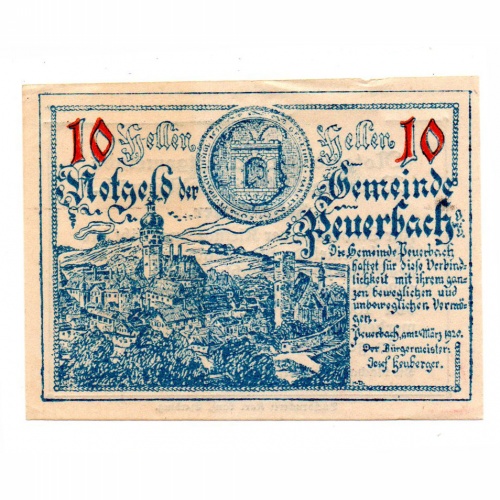 Ausztria Notgeld Peuerbach 10 Heller 1920