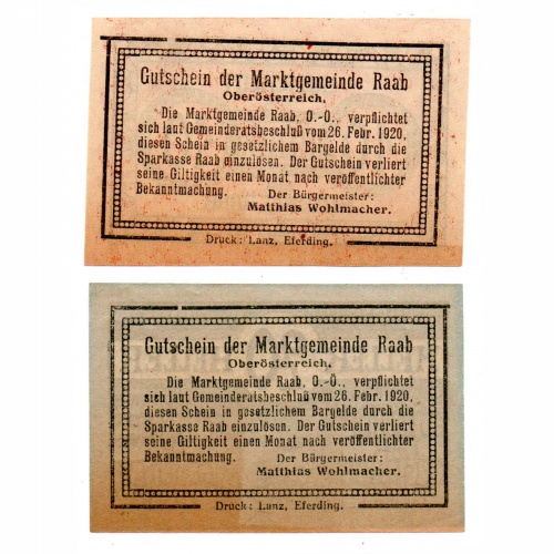 Ausztria Notgeld Raab 10-20 Heller 1920