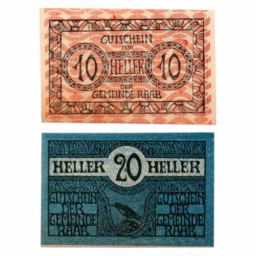 Ausztria Notgeld Raab 10-20 Heller 1920