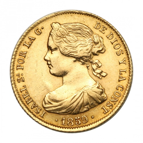 Spanyolország II. Isabella 100 Reales 1859