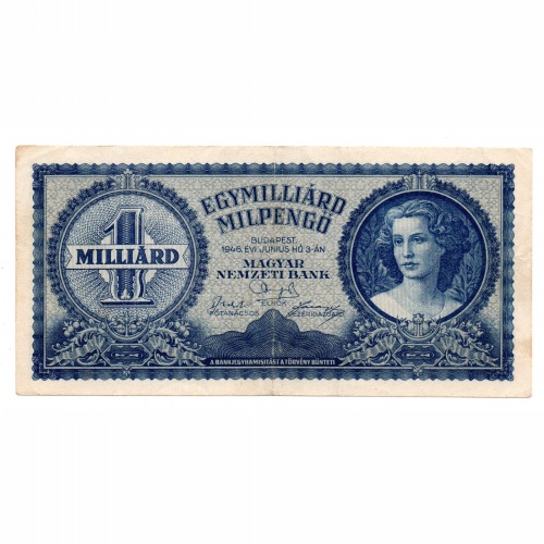 1 Milliárd Milpengő Bankjegy 1946 VF