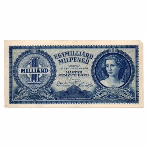 1 Milliárd Milpengő Bankjegy 1946 VF