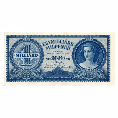 1 Milliárd Milpengő Bankjegy 1946 gEF