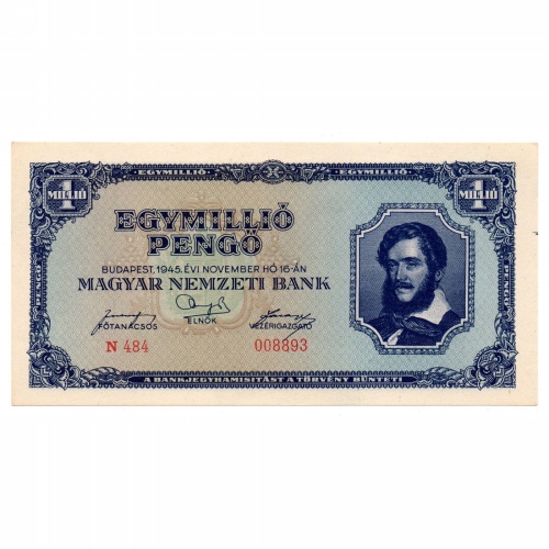 1 Millió Pengő Bankjegy 1945 UNC