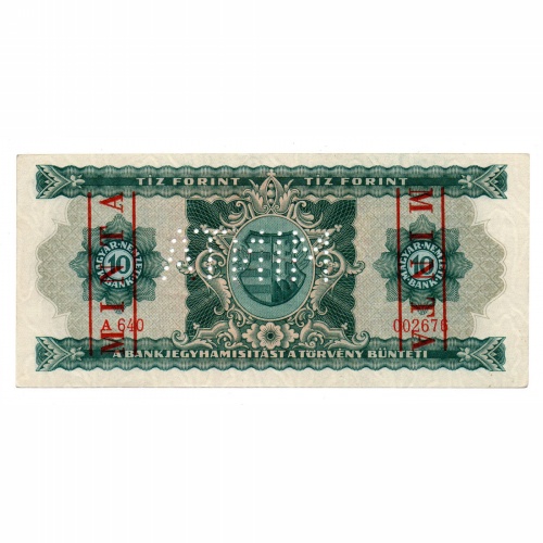 10 Forint Bankjegy 1946 MINTA lyukasztás és bélyegzés A640