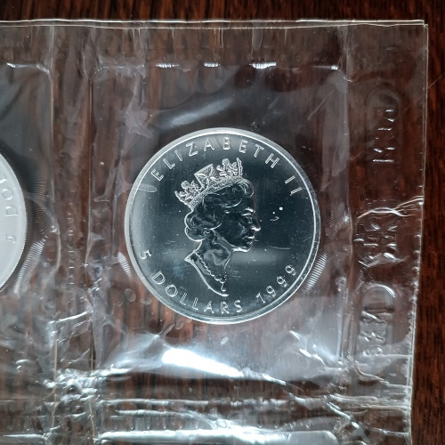 10 db Kanada 5 Dollár 1999 1 UNCIA színezüst Maple Leaf fóliázva