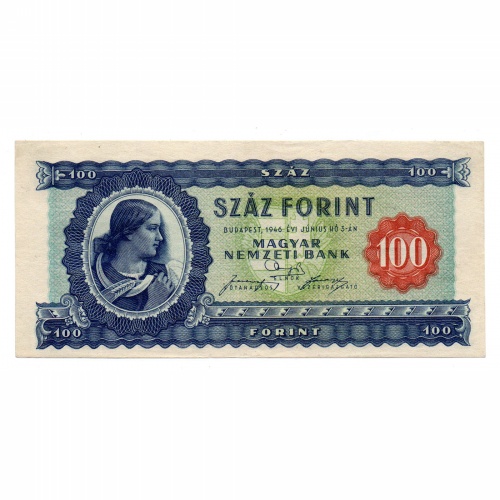 100 Forint Bankjegy 1946 UNC -kék százas-