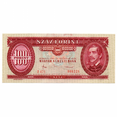 100 Forint Bankjegy 1984 UNC alacsonybb sorszámmal 006228