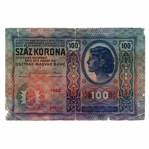 100 Korona Bankjegy 1912 G