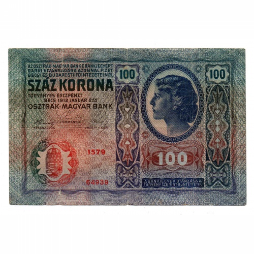 100 Korona Bankjegy 1912 VG