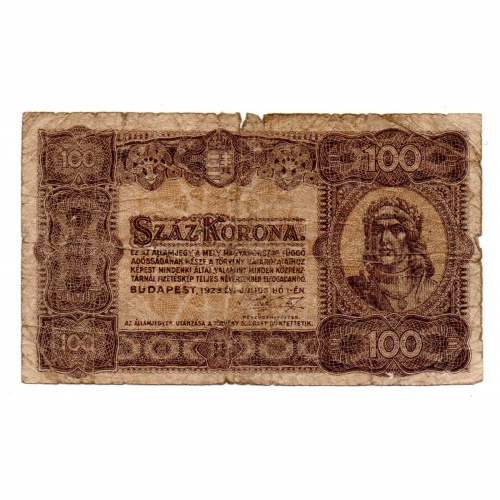 100 Korona Államjegy 1923 VG-F