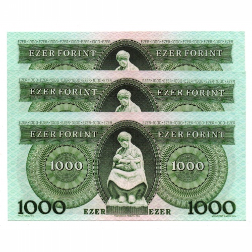 1000 Forint Bankjegy 1983 November B sorozat gEF sorkövető 3db