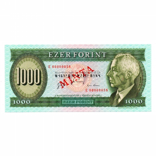 1000 Forint Bankjegy 1996 E sorozat MINTA alacsony sorszám