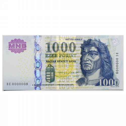 1000 Forint Bankjegy 2015 DE UNC EXTRÉM alacsony sorszám