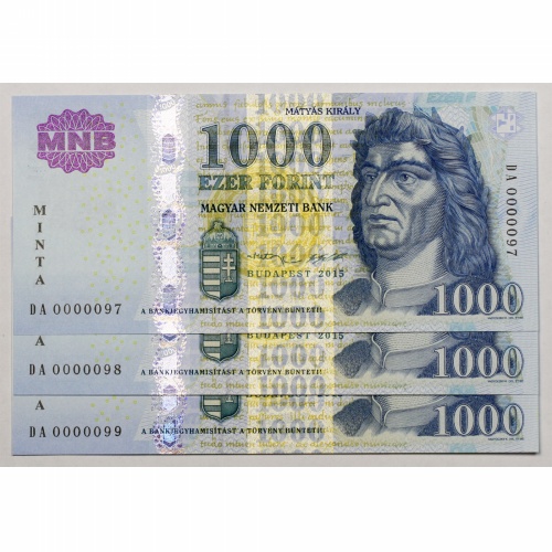 1000 Forint Bankjegy 2015 MINTA sorszámkövető 3db