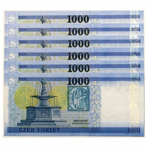 1000 Forint Bankjegy 2017 DC,DD,DF,DH,DJ,DP azonos alacsony szám