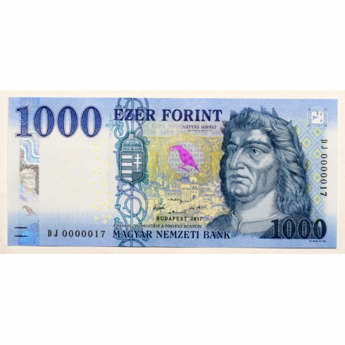 1000 Forint Bankjegy 2017 DJ UNC nagyon alacsony sorszám