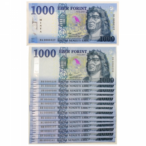 1000 Forint Bankjegy 2017 MINTA plusz 14 alacsony sorszámú