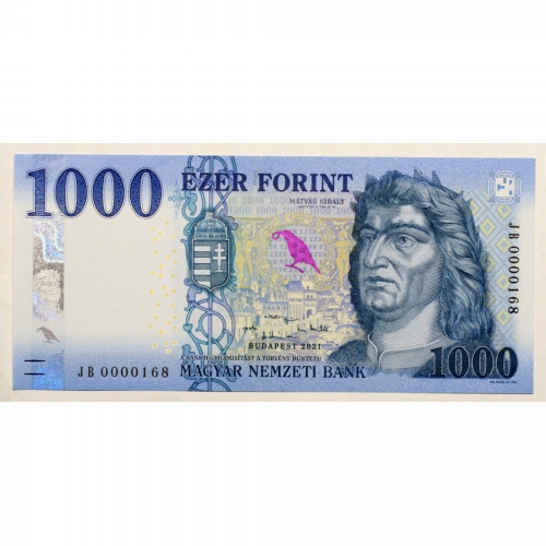 1000 Forint Bankjegy 2021 JB alacsony sorszám