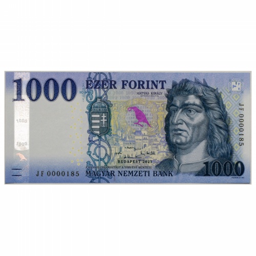 1000 Forint Bankjegy 2021 JF alacsony sorszám 0000185