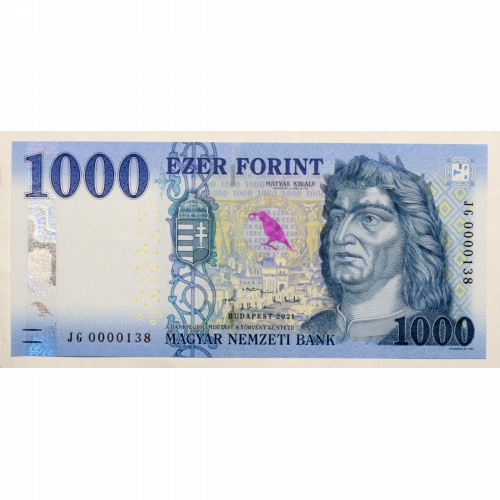 1000 Forint Bankjegy 2021 JG alacsony sorszám