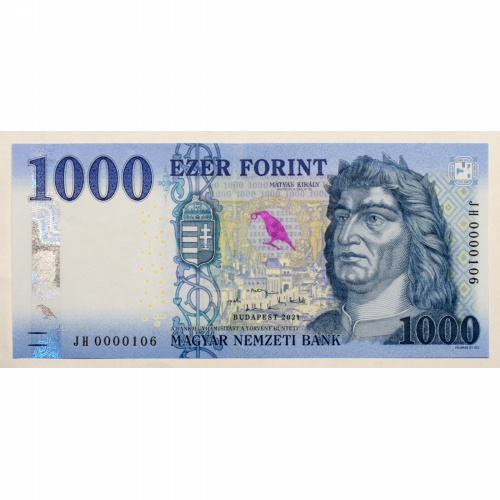 1000 Forint Bankjegy 2021 JH alacsony sorszám