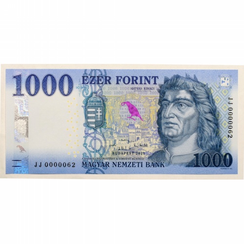 1000 Forint Bankjegy 2021 JJ alacsony sorszám