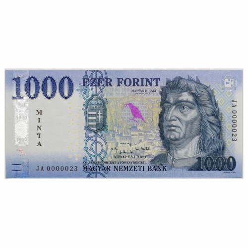 1000 Forint Bankjegy 2021 MINTA nagyon alacsony sorszám 0000023