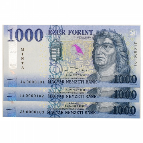 1000 Forint Bankjegy 2021 MINTA sorszámkövető 3db