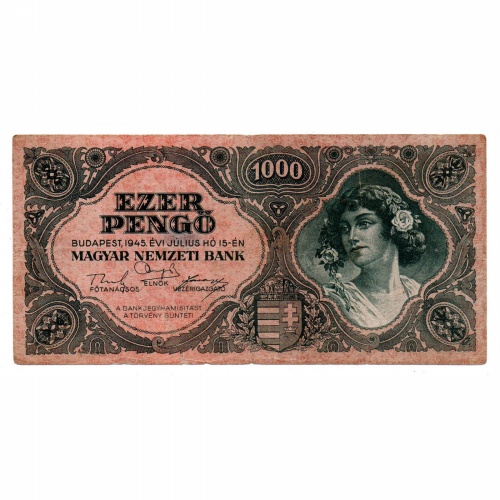 1000 Pengő Bankjegy 1945 F