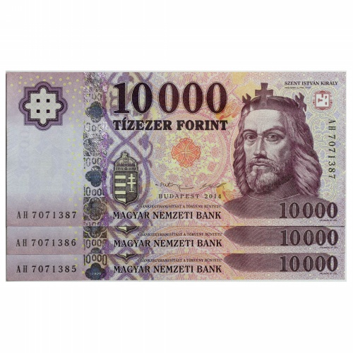 10000 Forint Bankjegy 2014 AH sorszámkövető 3 db UNC