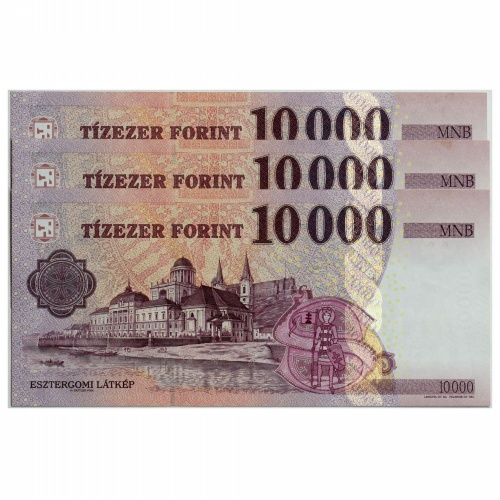 10000 Forint Bankjegy 2014 AH sorszámkövető 3 db UNC