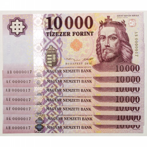 10000 Forint Bankjegy 2015 AB-AH extrém alacsony sorszám