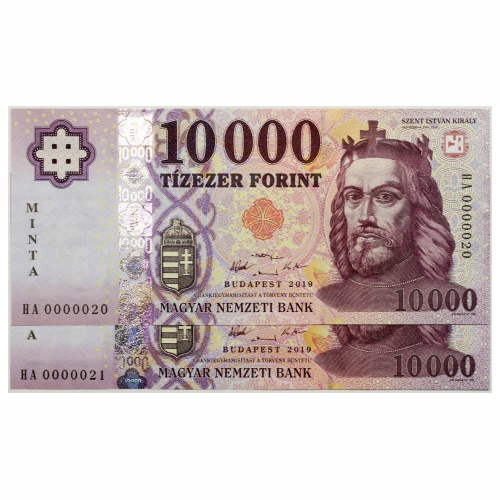 10000 Forint Bankjegy 2019 MINTA nagyon alacsony sorkövető pár