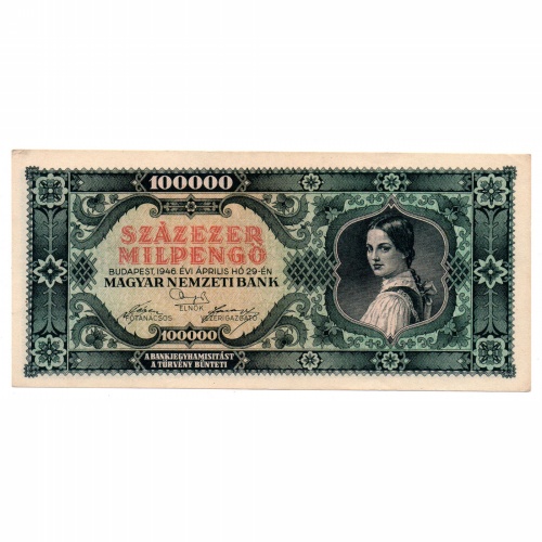 100000 Milpengő Bankjegy 1946. EF