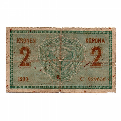 2 Korona Bankjegy 1914 vastag C sorozat G-VG