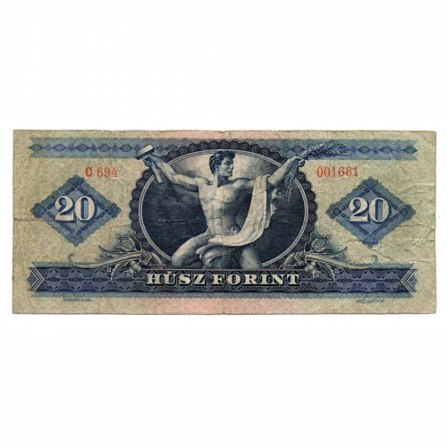 20 Forint Bankjegy 1969 F alacsony sorszámmal