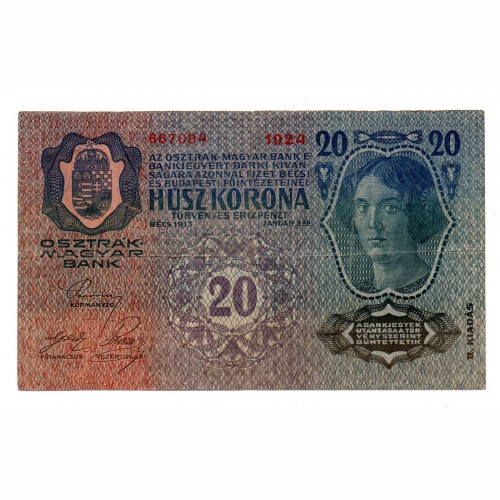 20 Korona Bankjegy 1913 II. kiadás VG