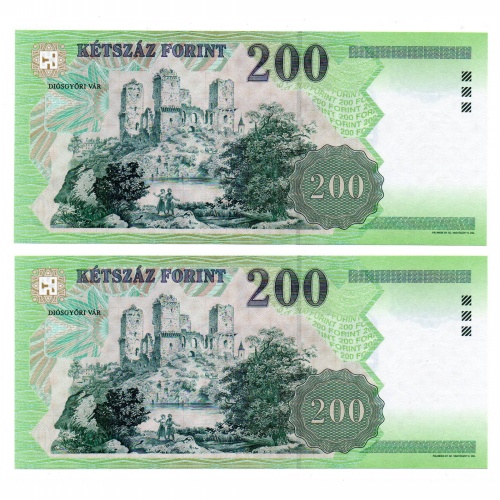 200 Forint Bankjegy 2003 FB UNC sorszámkövető pár